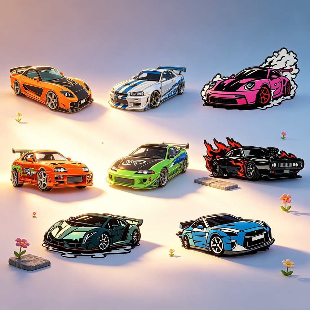 Lapel Pin Enamel - 4/8pcs Fast & Furious Style Racing