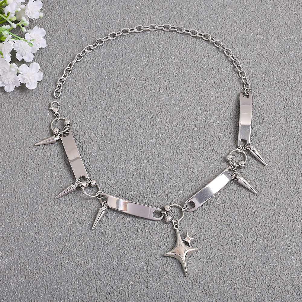 Men Accessories Fashion - Punk Style Silver Spiked Star Pendant