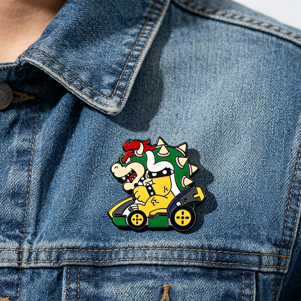 Lapel Pin Enamel - Cartoon Dinosaur Bowser Racing Kart Enamel