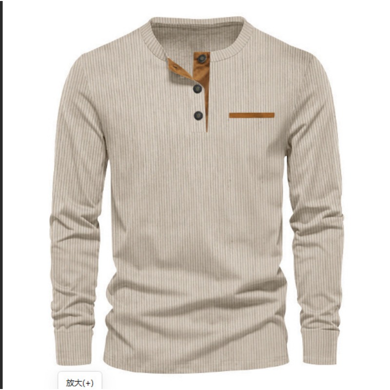 Men Accessories To Wear - Men's Corduroy Henley Neck Long Sleeve
