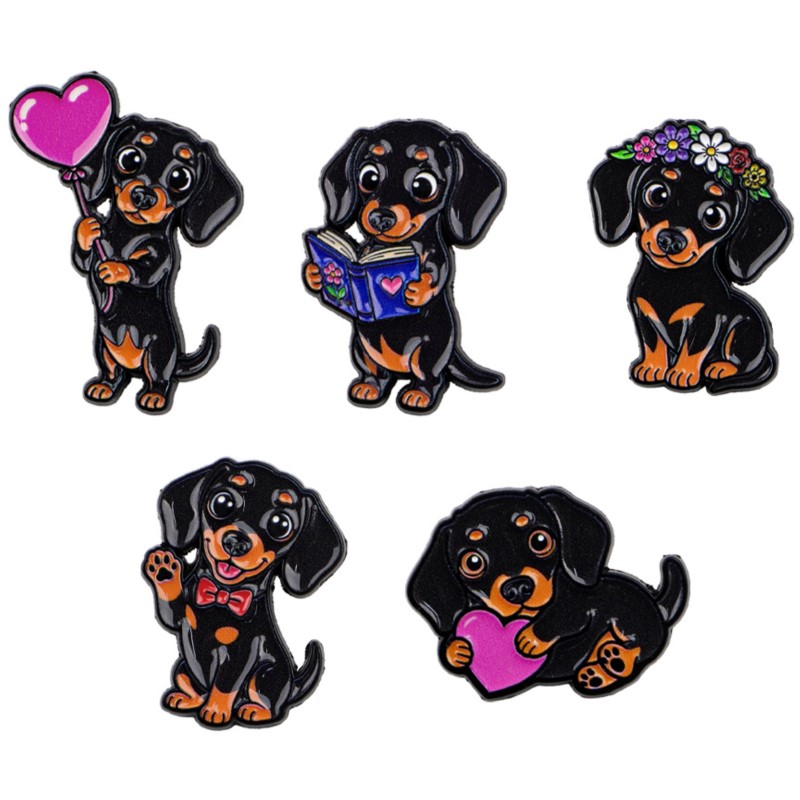 5pcs Cute Dachshund Enamel Pin - Lapel Pin Enamel review and price