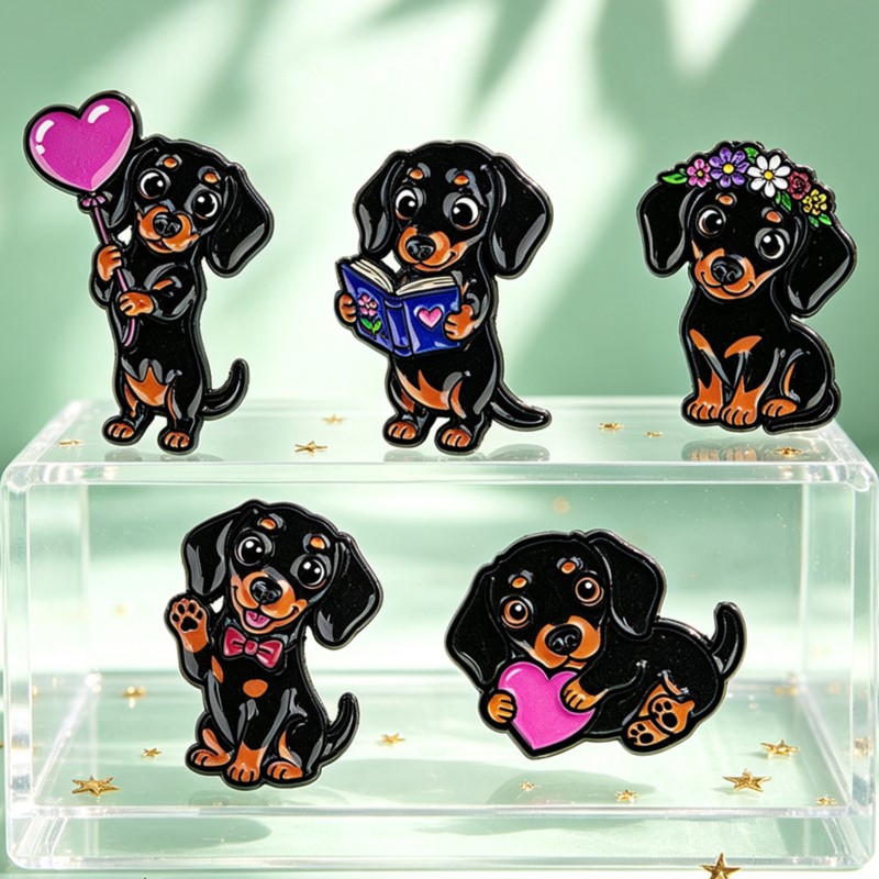 5pcs Cute Dachshund Enamel Pin - Lapel Pin Enamel review and price