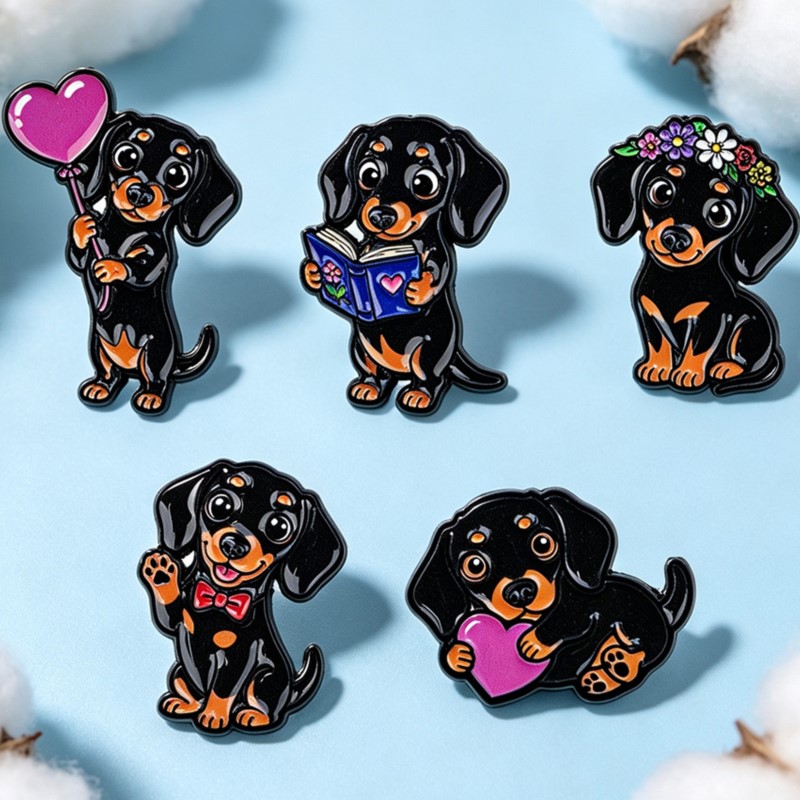 5pcs Cute Dachshund Enamel Pin - Lapel Pin Enamel review and price