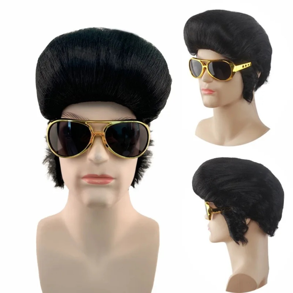 Retro Man Star Cosplay Wig Bla - Men Accessories To Wear review and price
