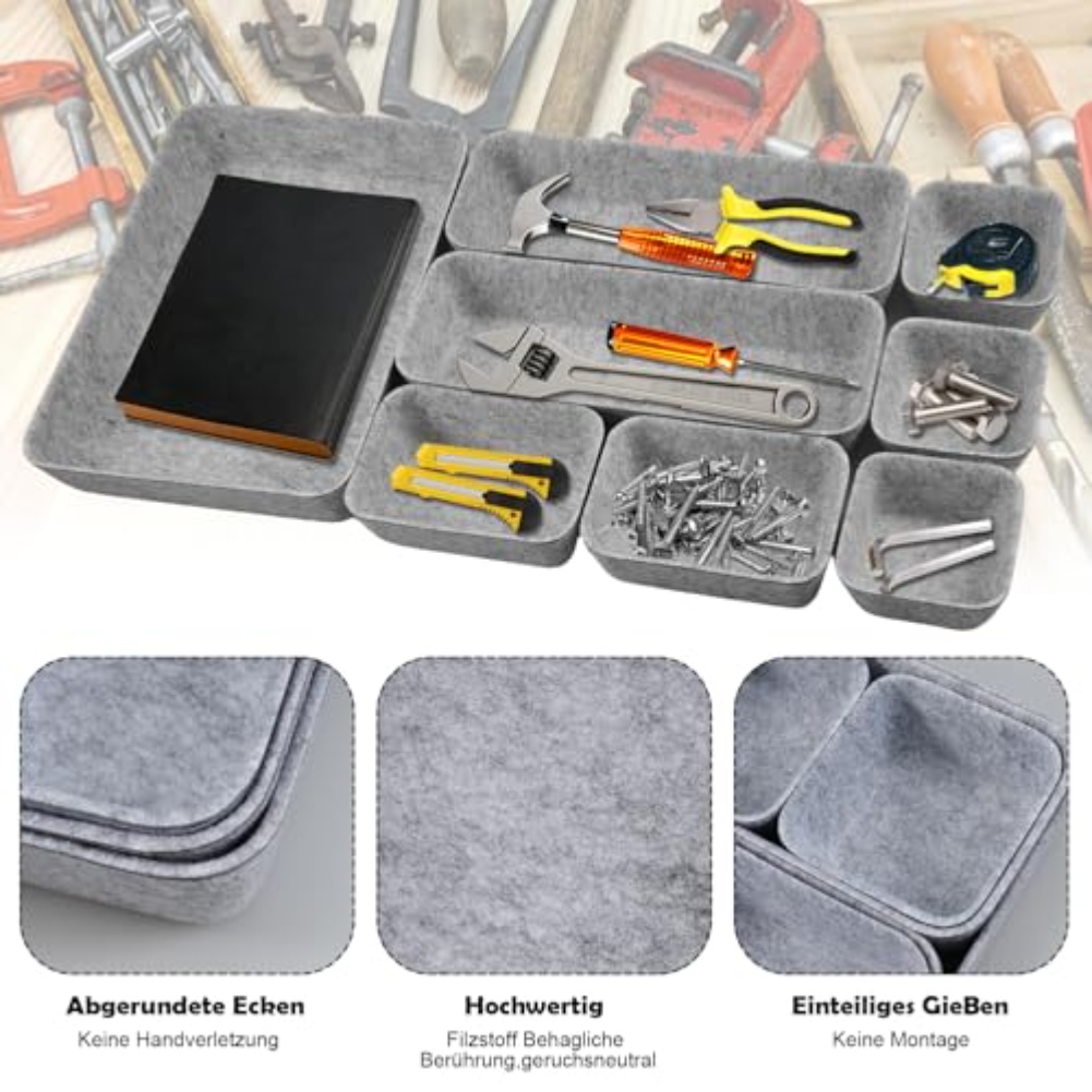 8pcs/set Felt Storage Box Desk - Men'S Accessories Drawer Organizer review and price