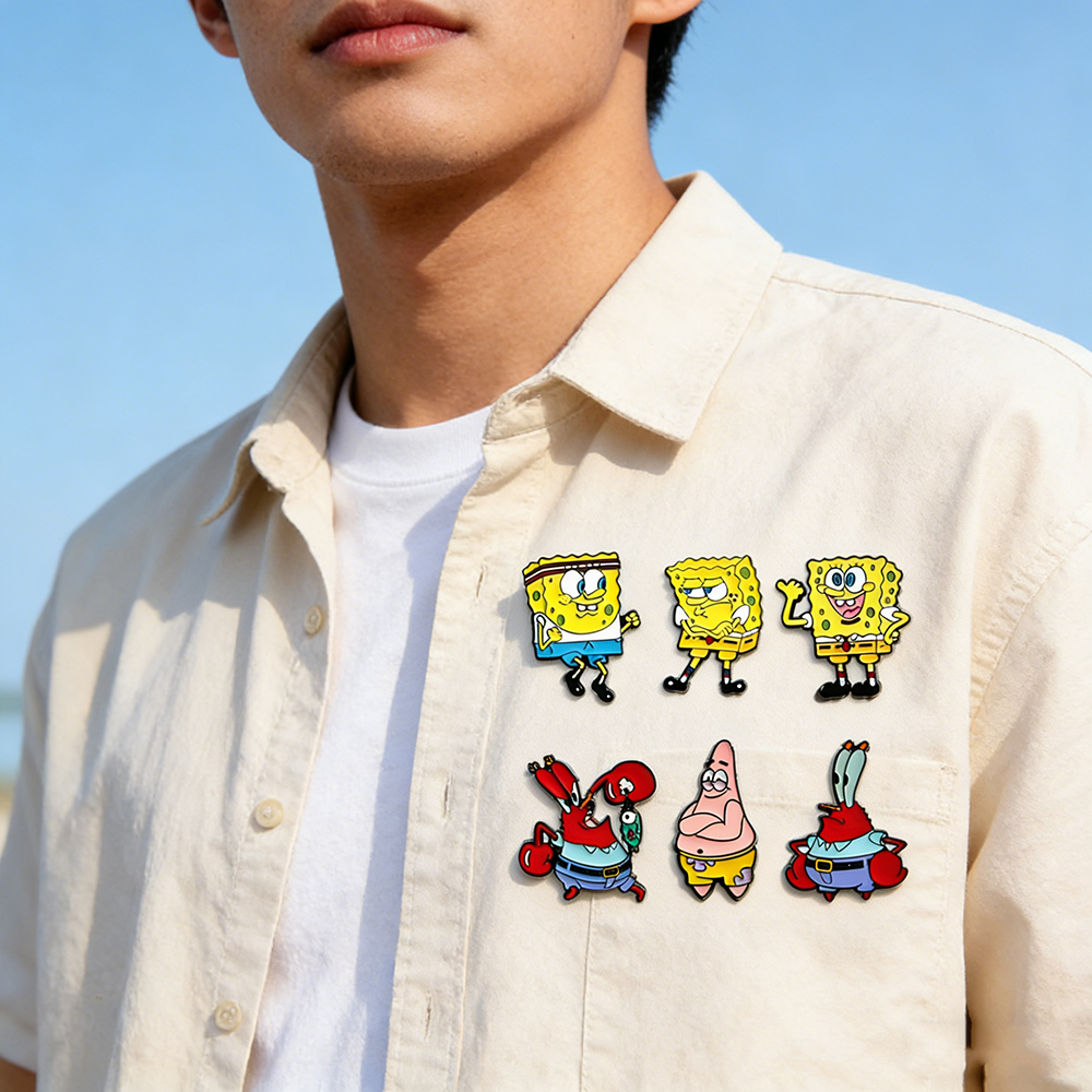 6 Pcs SpongeBob SquarePants An - Lapel Pin Enamel review and price