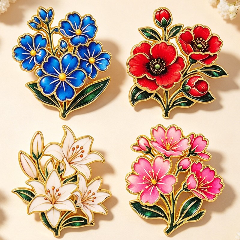 Cute Vintage Colorful Floral E - Lapel Pin Enamel review and price