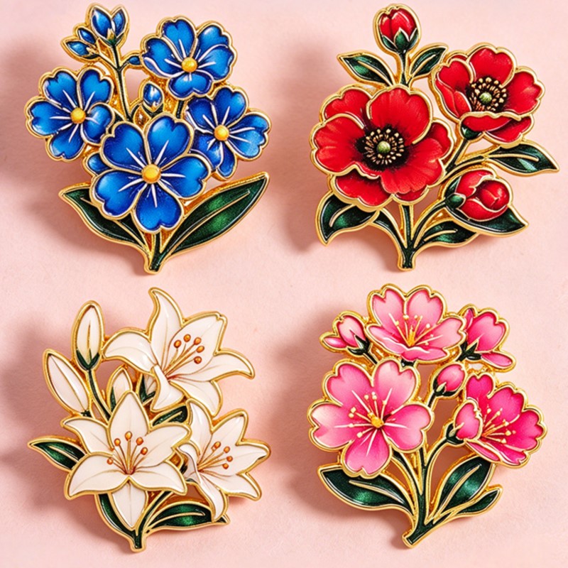 Cute Vintage Colorful Floral E - Lapel Pin Enamel review and price