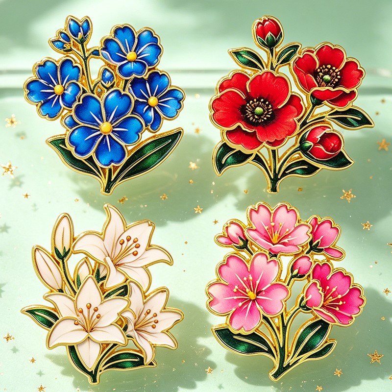 Cute Vintage Colorful Floral E - Lapel Pin Enamel review and price
